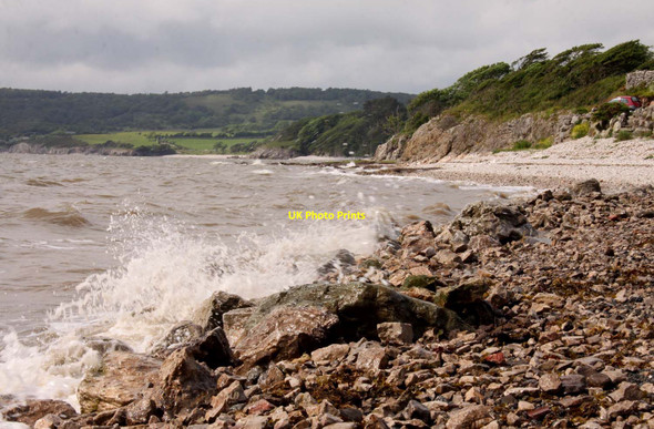 Photo 6"x4" Waves breaking on the beach Silverdale Green c2012