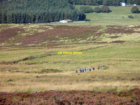 Photo 6"x4" Walking group descending from Pike Lowe Upper Midhope c2012