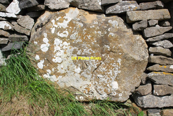 Photo 6"x4" Benchmark on boulder in wall beside track from A6108 Leyburn c2012