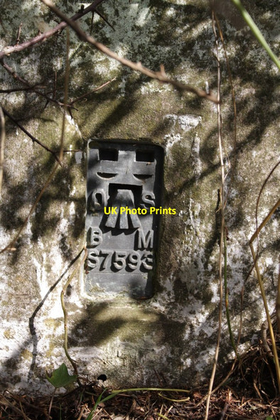 Photo 6"x4" Ordnance Survey flush bracket on The Cranks trig point Great Fencote c2012