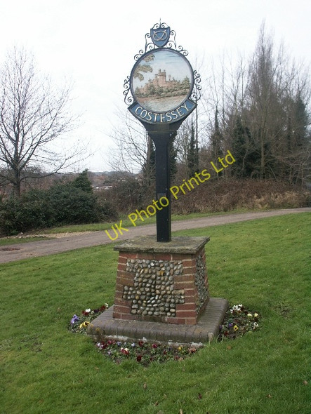 Photo 6"x4" Village sign, Costessey Costessey c2006