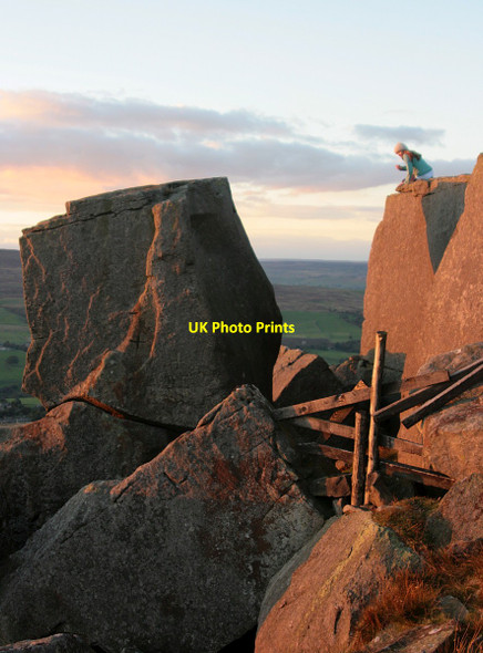 Photo 6"x4" Late sun on Great Roova Crags West Scrafton c2012