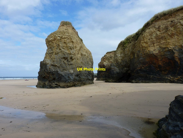Photo 6"x4" Cliffs and a stack Gwithian c2012