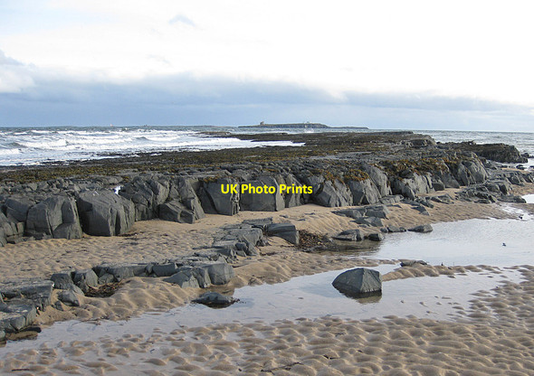 Photo 6"x4" Rocky outcrop, Bamburgh beach Bamburgh c2012