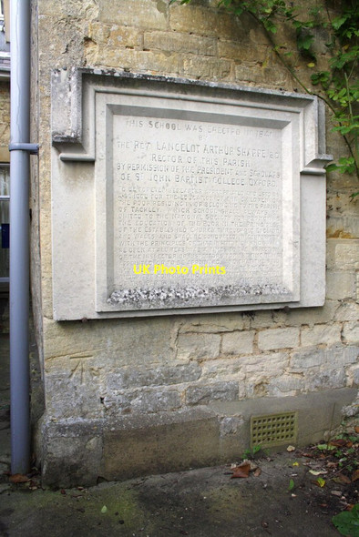 Photo 6"x4" Benchmark and plaque on the Old School House Tackley c2012