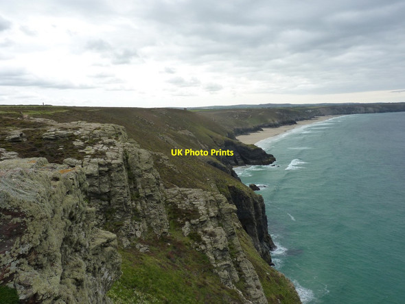 Photo 6"x4" White Rocks with Chapel Porth beach beyond New Downs\/SW7051 c2012
