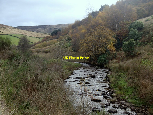 Photo 6"x4" Shelf Brook, view upstream Glossop c2012