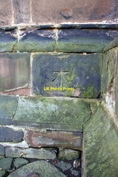 Photo 6"x4" Benchmark on St Peter and St Paul Church Birmingham c2012