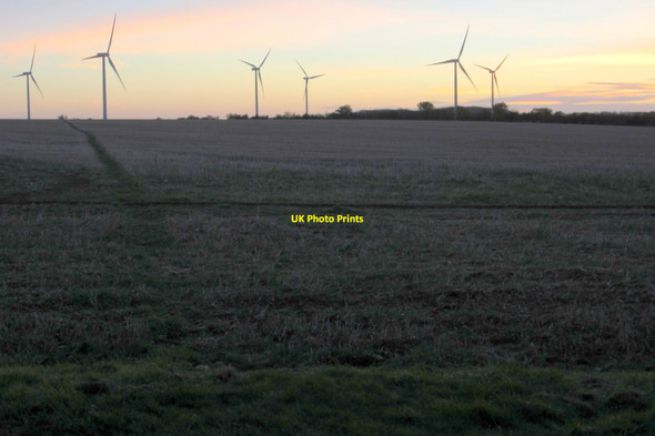 Photo 6"x4" Footpath across the field toward the wind farm Newton Blossomville c2012