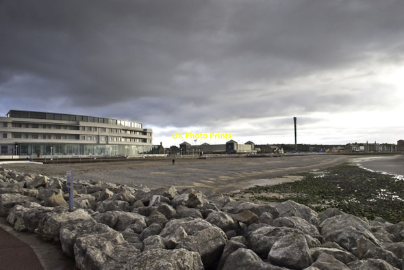 Photo 6"x4" Morecambe beach and the Midland Hotel Morecambe c2012