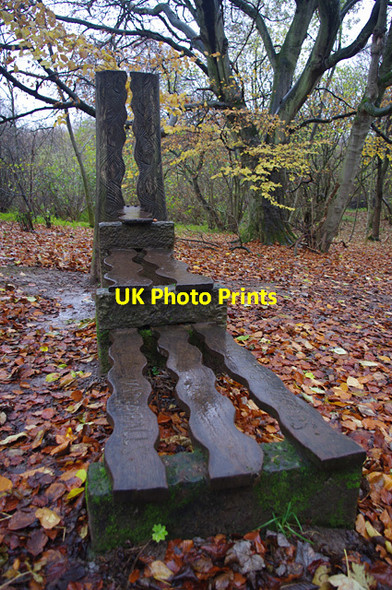 Photo 6"x4" Wood and stone sculpture, Freeholders' Wood Aysgarth c2012