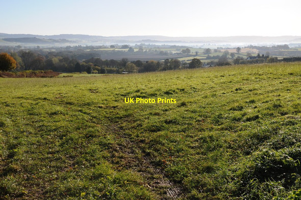 Photo 6"x4" Mist hangs over the Monmouthshire countryside Wern-y-cwrt c2012