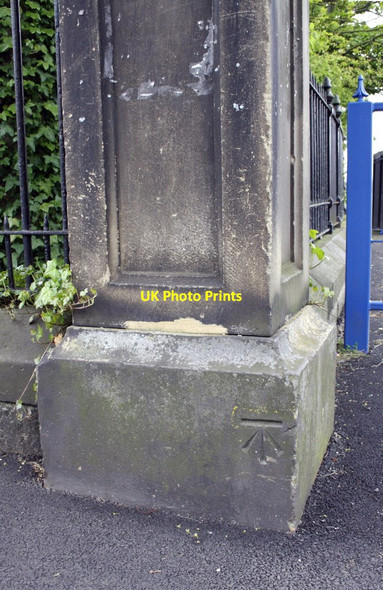Photo 6"x4" Benchmark on corner wall pier Leazes Park, Richardson Rad Newcastle upon Tyne c2012