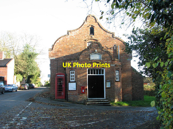 Photo 6"x4" Phone and postbox at village hall, Geldeston Dockeney c2012