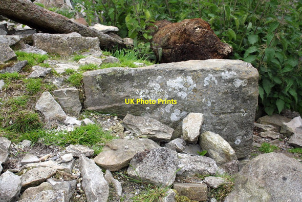 Photo 6"x4" Benchmark on ruined barn in field off Morpeth Gate West Burton\/SE0186 c2012