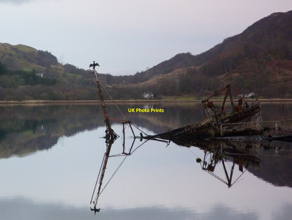 Photo 6"x4" Wreck with cormorant, West Loch Tarbert West Tarbert c2012