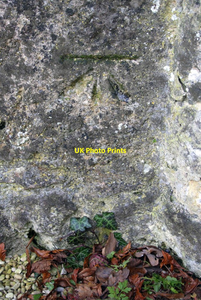Photo 6"x4" Benchmark on the tower of All Saints Church Wytham c2012