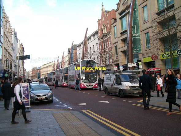 Photo 6"x4" Metro Buses in Donegall Place Belfast c2012