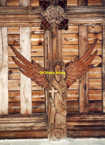 Photo 6"x4" St George, Toddington - Roof angel Chalgrave c1990
