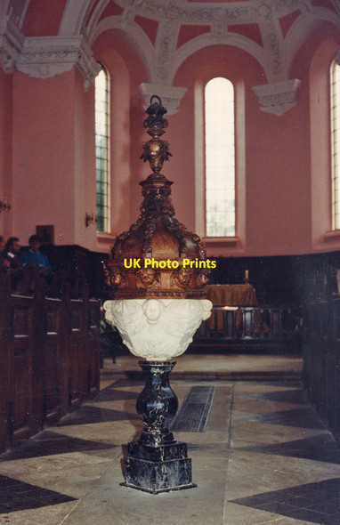 Photo 6"x4" St Mary Magdalene, Willen - Font Newport Pagnell c1995