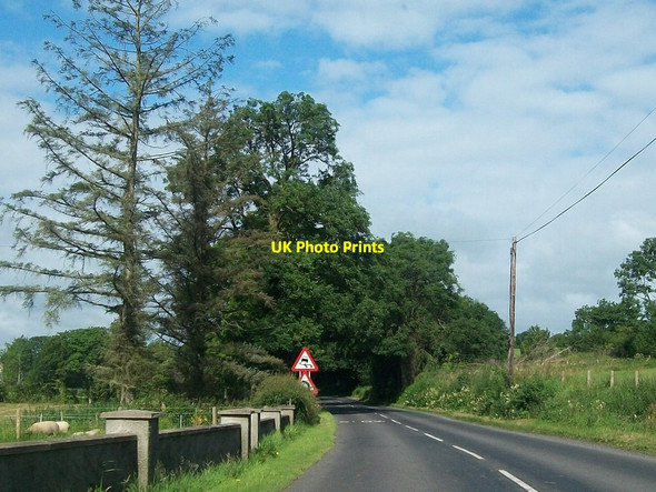 Photo 6"x4" Slippery road warning on the A34 east of Newtownbutler Newtownbutler c2012