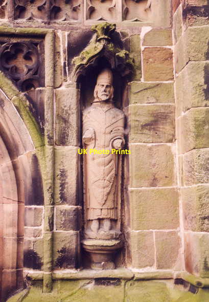 Photo 6"x4" St Chad, Wybunbury - Statue Lea Forge c1998