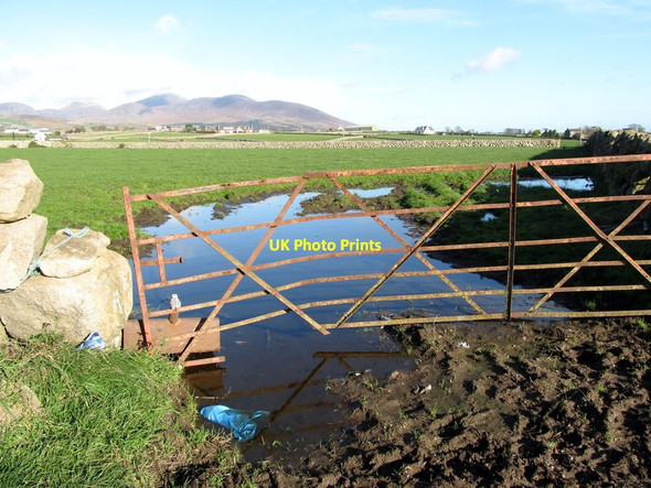 Photo 6"x4" A flooded field gateway on Valley Road Ballymartin c2012