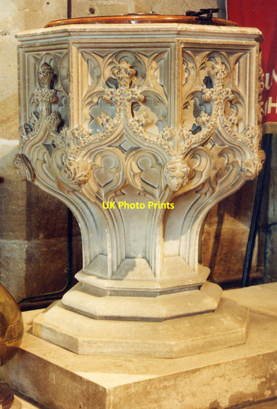 Photo 6"x4" All Saints, Mackworth - Font Mackworth\/SK3137 c1991