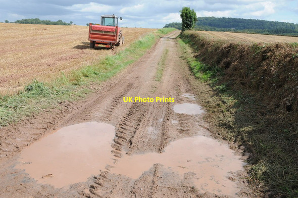 Photo 6"x4" Tractor and trailer and track The Rhydd c2012