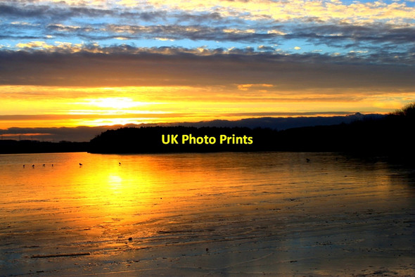 Photo 6"x4" Sunset on ice at Lochore Meadows Lochgelly c2012