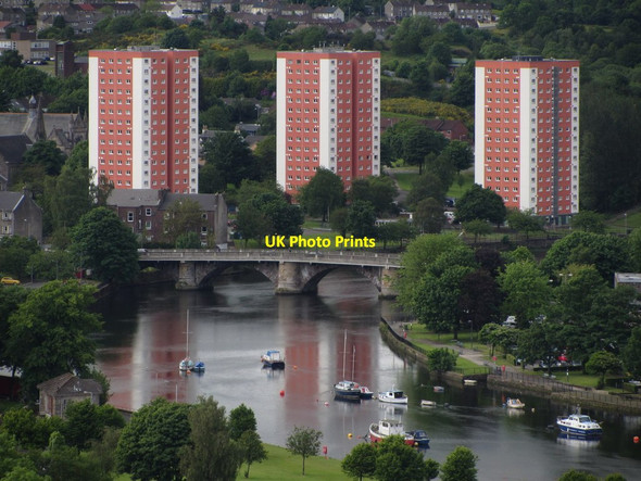Photo 6"x4" View from Dumbarton Rock towards Dumbarton Bridge & Clyde & Lomond Courts Dumbarton c2012