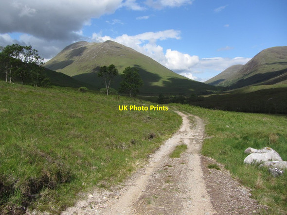 Photo 6"x4" View towards Gulvain from track near upper end of Gleann Fionnlighe Kinlocheil c2012