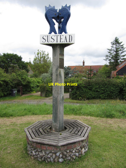 Photo 6"x4" Village sign at Sustead, Norfolk Sustead c2012