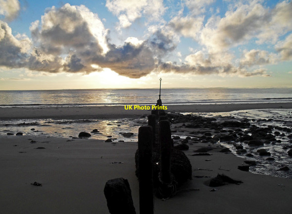 Photo 6"x4" Winter Morning on Golspie beach Drummuie c2013