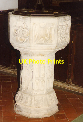 Photo 6"x4" St Mary, Gestingthorpe - Font Gestingthorpe c1996