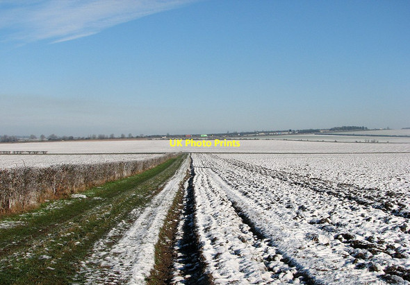 Photo 6"x4" Spring Hall farm track in winter Bottisham c2013