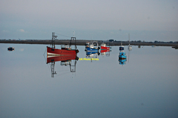 Photo 6"x4" Boats and reflections at Barling Barling c2013