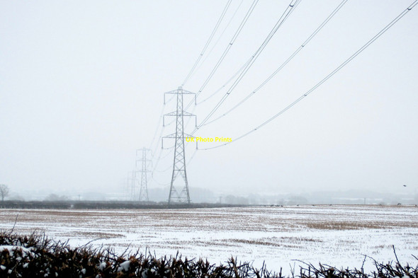 Photo 6"x4" Pylons across the fields Padbury c2013
