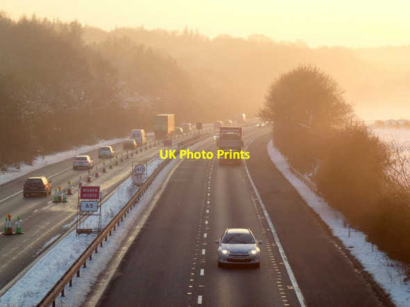 Photo 6"x4" M50; wintery sunset Shaw Common c2013