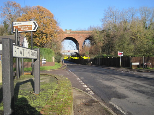 Photo 6"x4" Railway bridge over Station Road Bekesbourne c2012