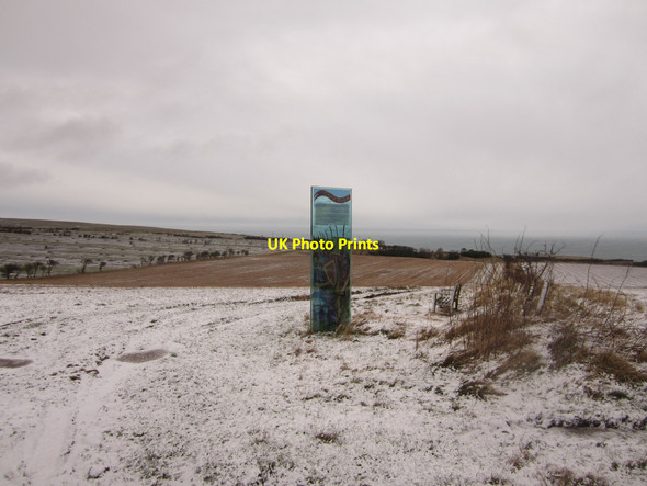 Photo 6"x4" Information panel and bench in field near Halidon Hill Marshall Meadows c2013