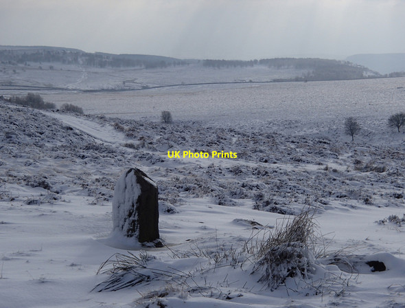 Photo 6"x4" Stone circle in snow Curbar c2013