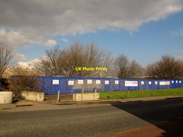Photo 6"x4" Blue hoarding on Woolwich Road Greenwich\/TQ3977 c2013