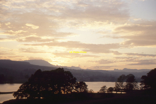 Photo 6"x4" Esthwaite Water and view northwards, sunset Far Sawrey c1991