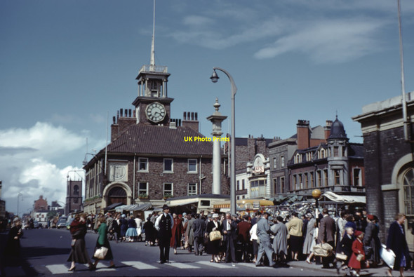 Photo 6"x4" 1959 Stockton High Street Market Stockton-on-Tees c1959