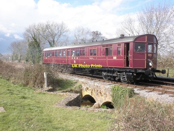 Photo 6"x4" GWR Railmotor approaches Dunster Marsh Street c2013