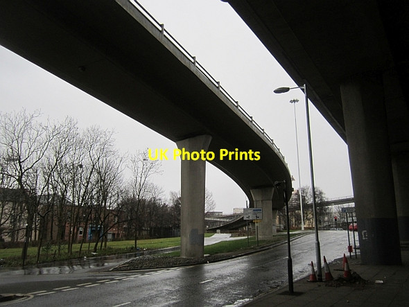 Photo 6"x4" M8 junction flyovers, North Street Glasgow c2013