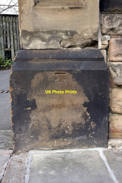 Photo 6"x4" Benchmark on gatepost at entrance to St Mary's Rest Garden Nottingham\/SK5641 c2013