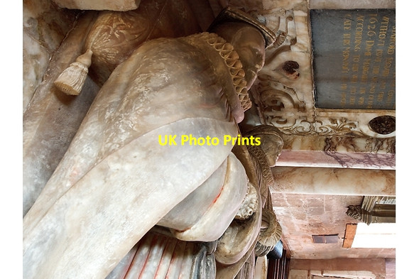 Photo 6"x4" St Peter's church, Worfield - tomb of Sir Edward Bromley & wife (detail) Worfield c2013