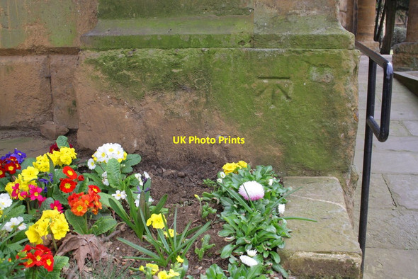 Photo 6"x4" Benchmark on NW corner of St Mary's Church Banbury\/SP4540 c2013
